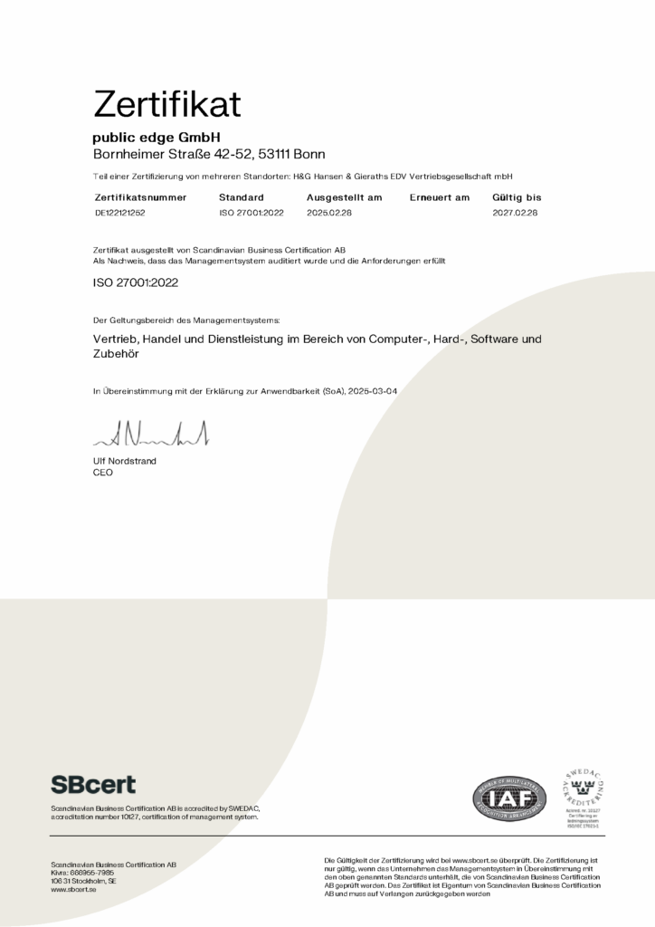 Zertifikat ISO 27001