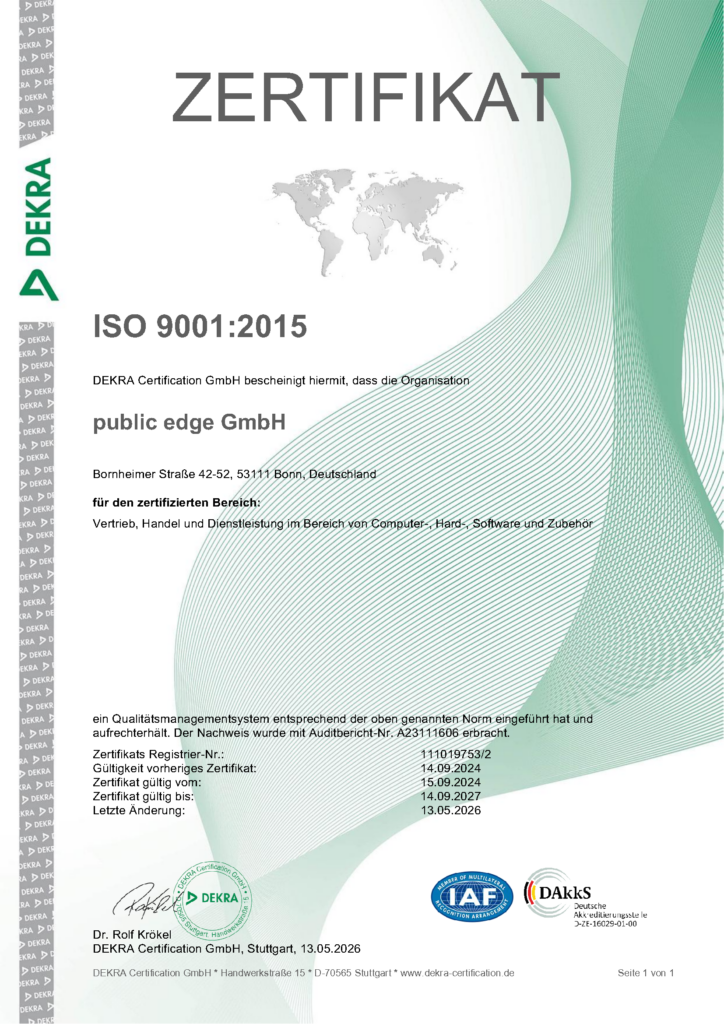 Zertifikat ISO 9001:2015